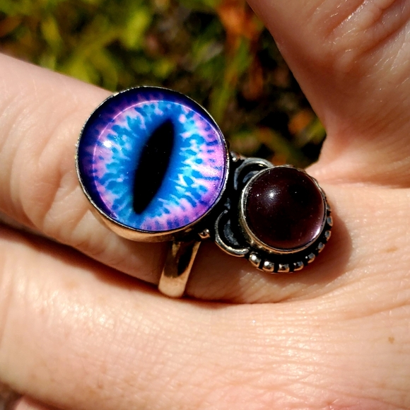 New Unique Fancy Glass Amethyst Protection Evil Eye Magic 925 Silver Ring. - Picture 13 of 16